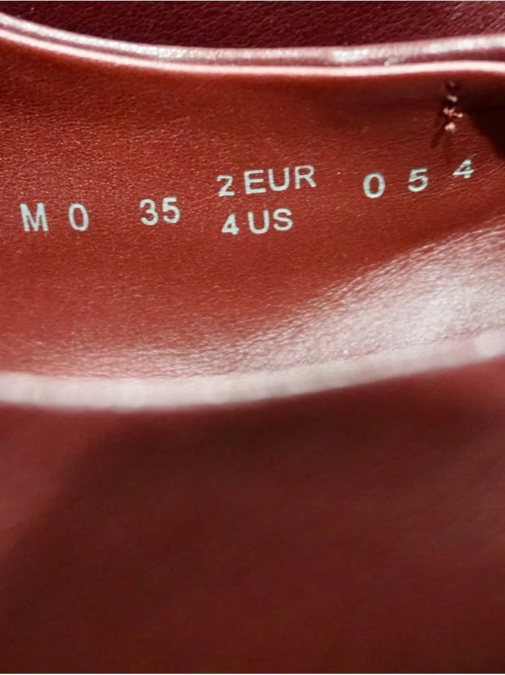 Elegant Burgundy Genuine Leather Square Toe Block Heel Pumps US 4 but Fit US 5